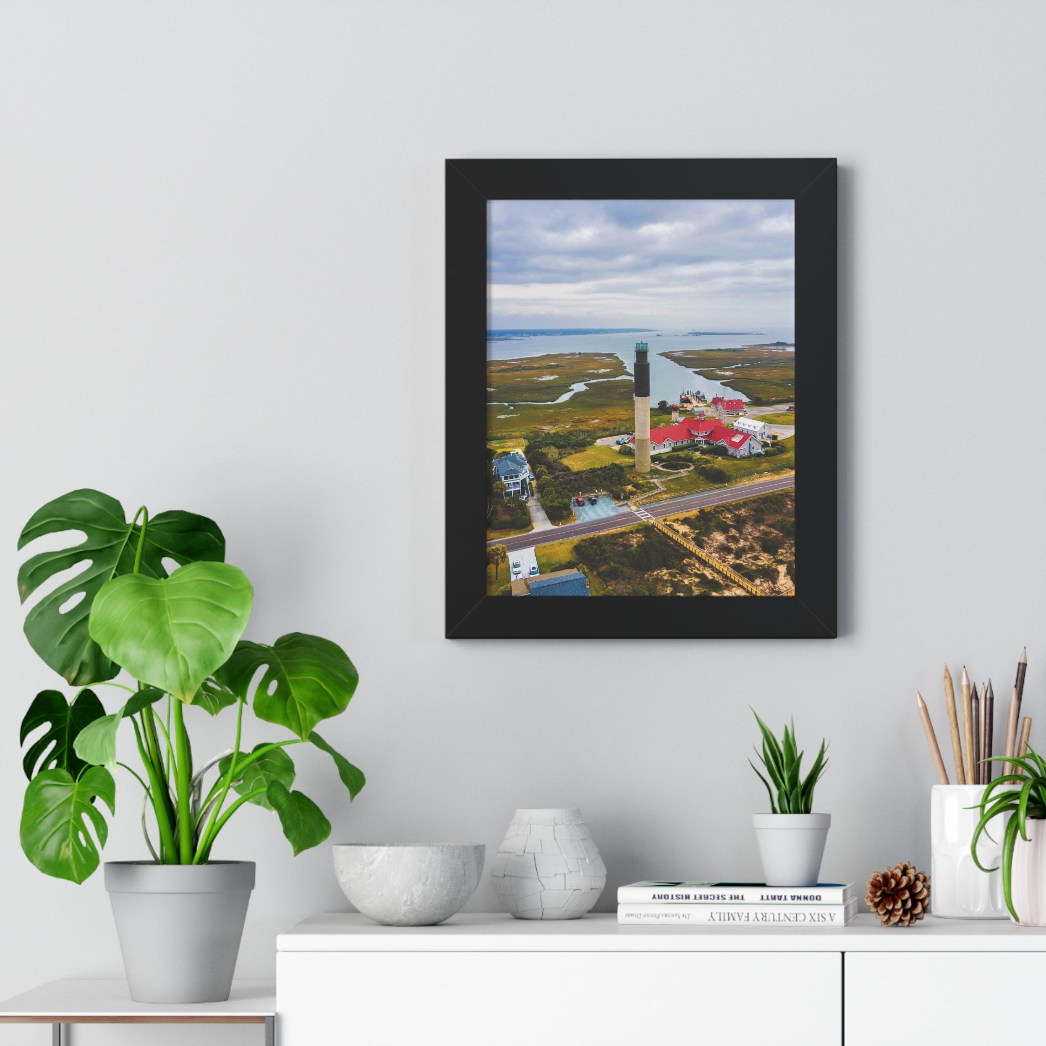 Oak Island Lighthouse - Framed Vertical Poster